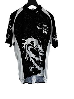 Cheji Black & White Cycling Jersey with Bold Graphic - Size XL